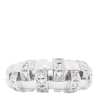 Tiffany 18K White Gold Diamond Vannerie Weave Ring 50 5.5 1 of 4