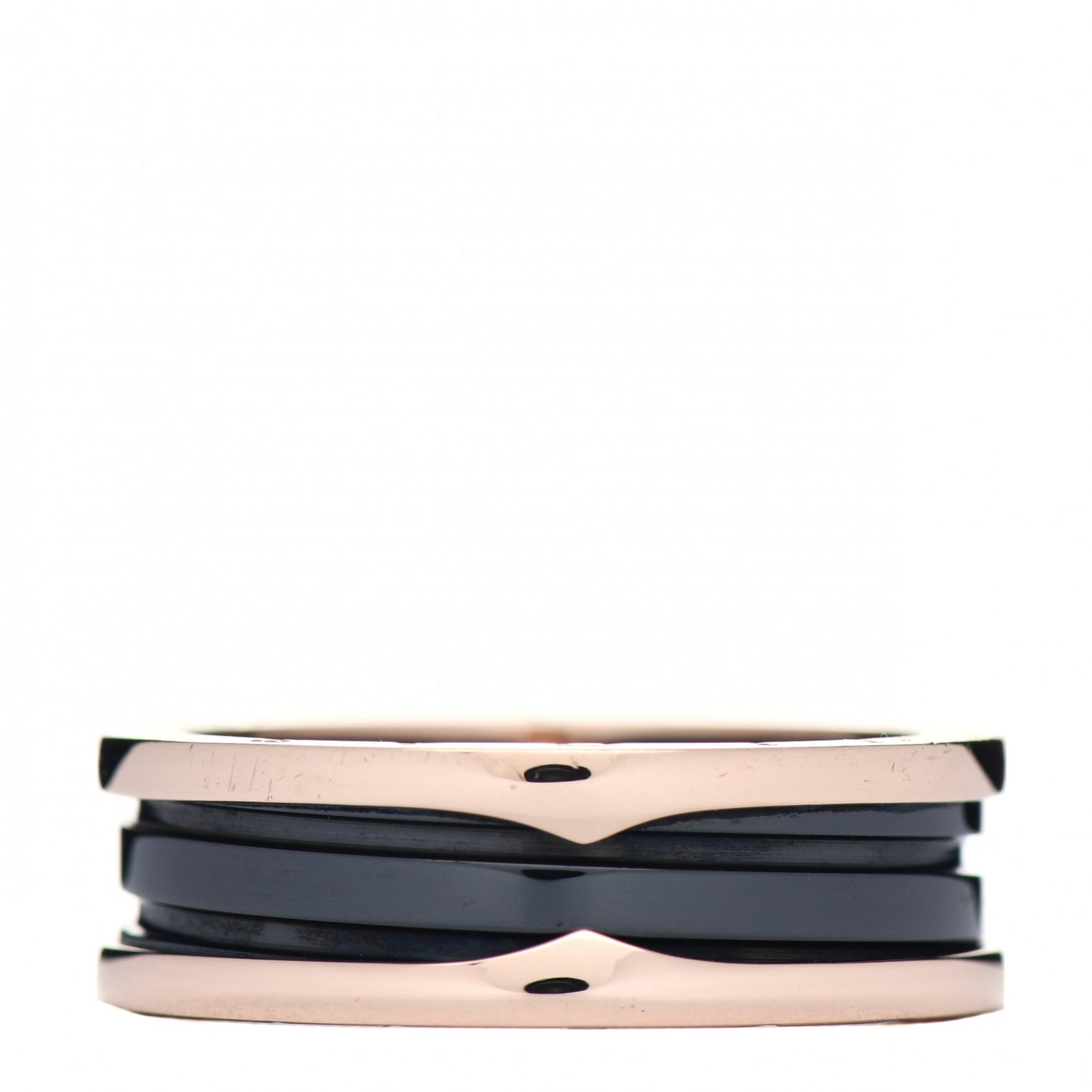 18K Rose Gold Black Ceramic B.Zero1 Two-Band Ring 70 13