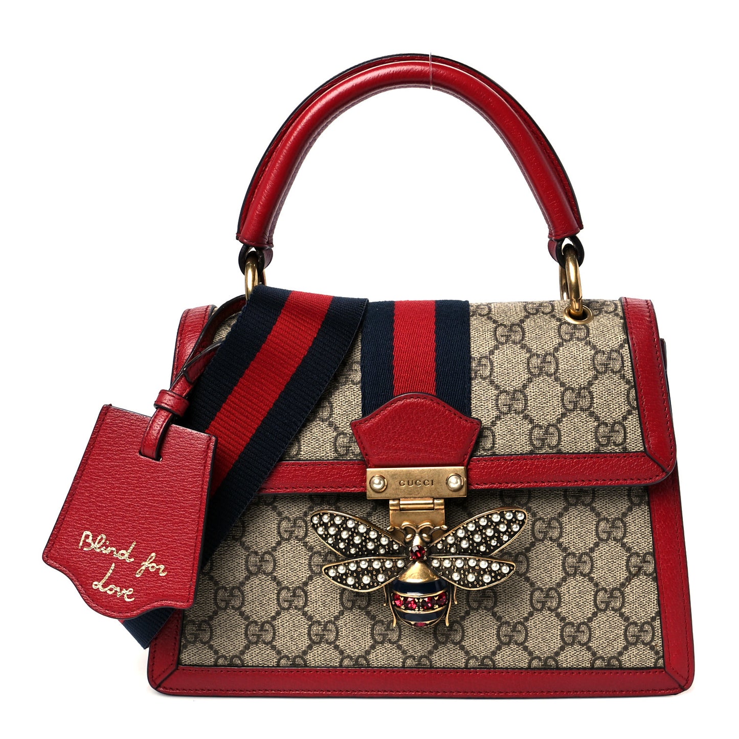 GG Supreme Monogram Small Queen Margaret Top Handle Bag Red
