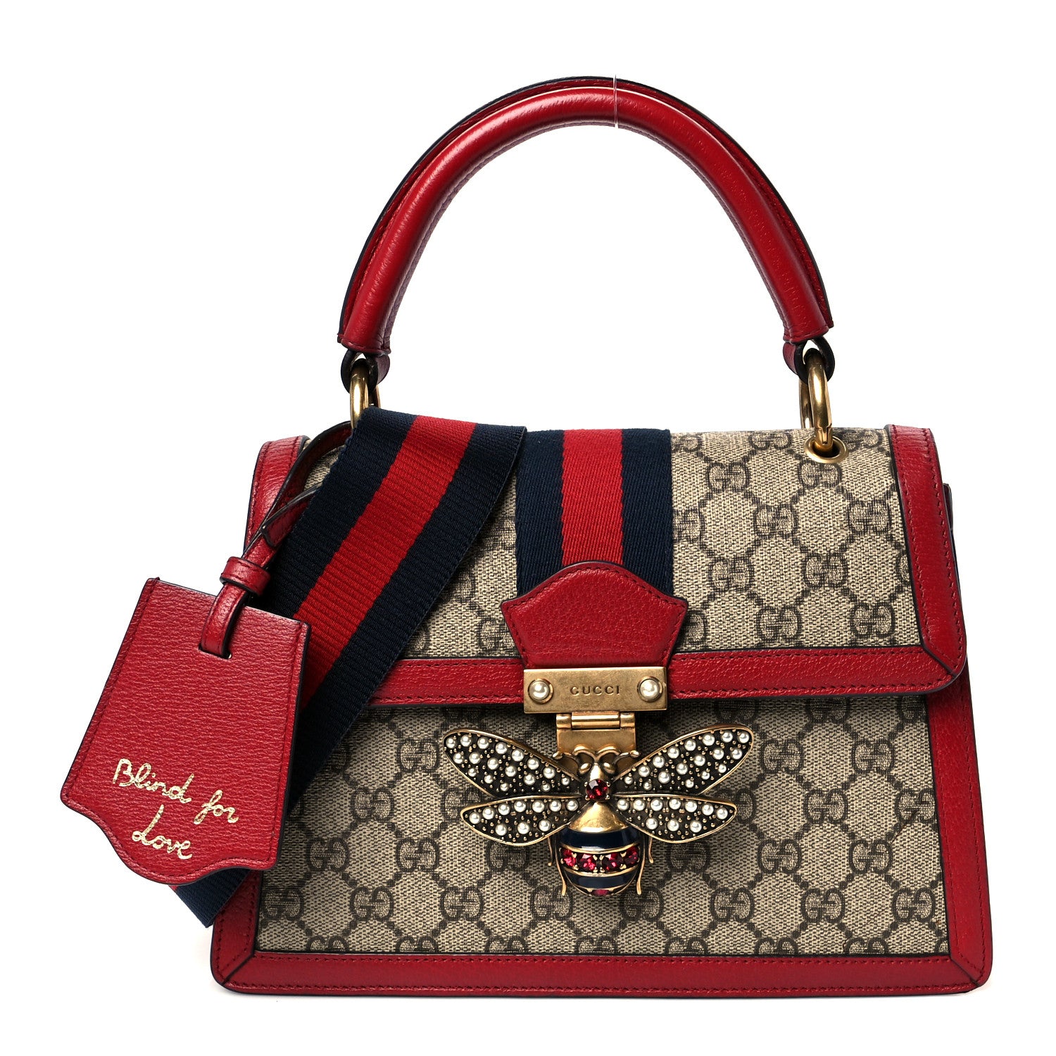 Gucci GG Supreme Monogram Small Queen Margaret Top Handle Bag Red 1 of 12