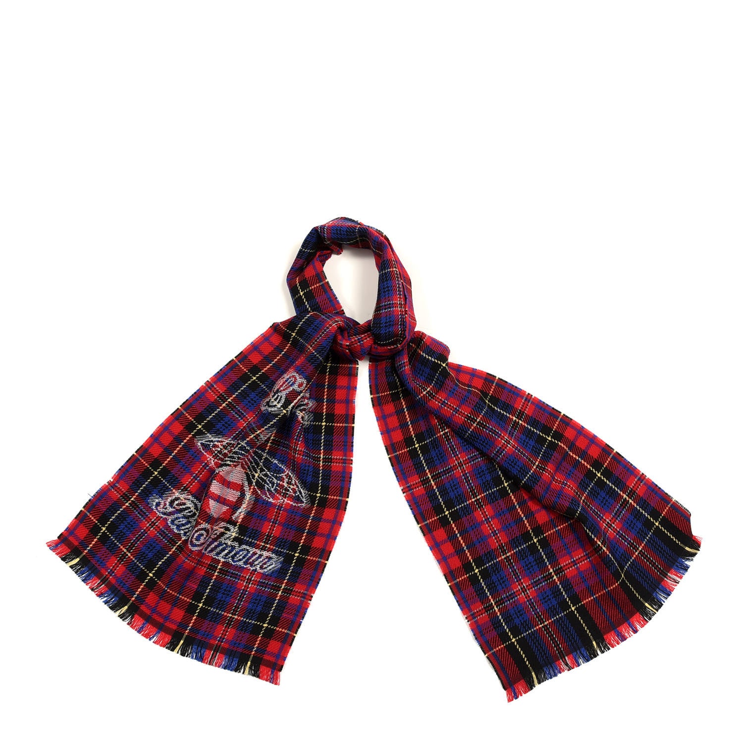 Gucci Wool Plaid L'Aveugle Par Amour Scarf Red 1 of 4
