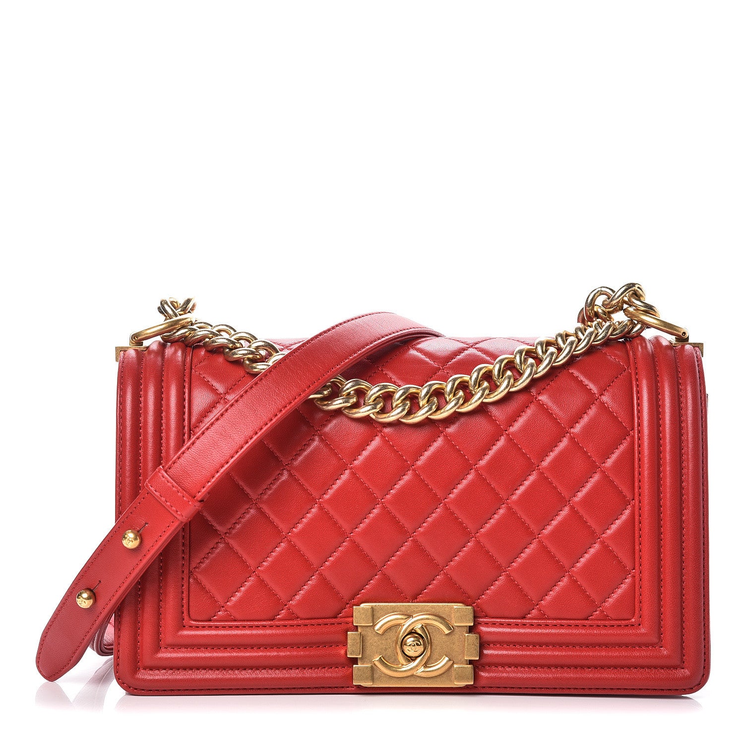 Chanel Lambskin Quilted Medium Boy Flap Red 1 of 10