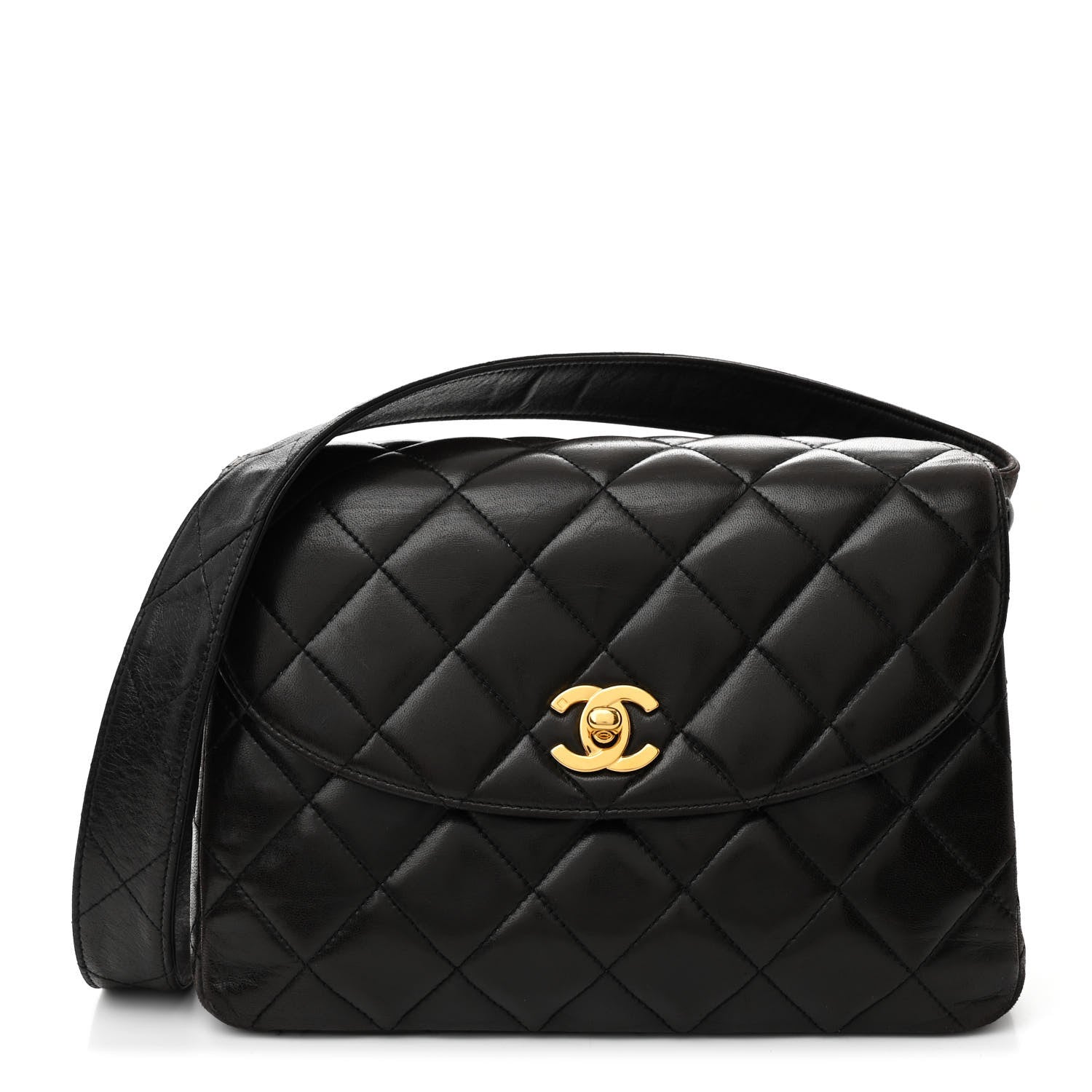 Chanel Lambskin Quilted CC Flap Shoulder Bag Dark Brown 1 of 18