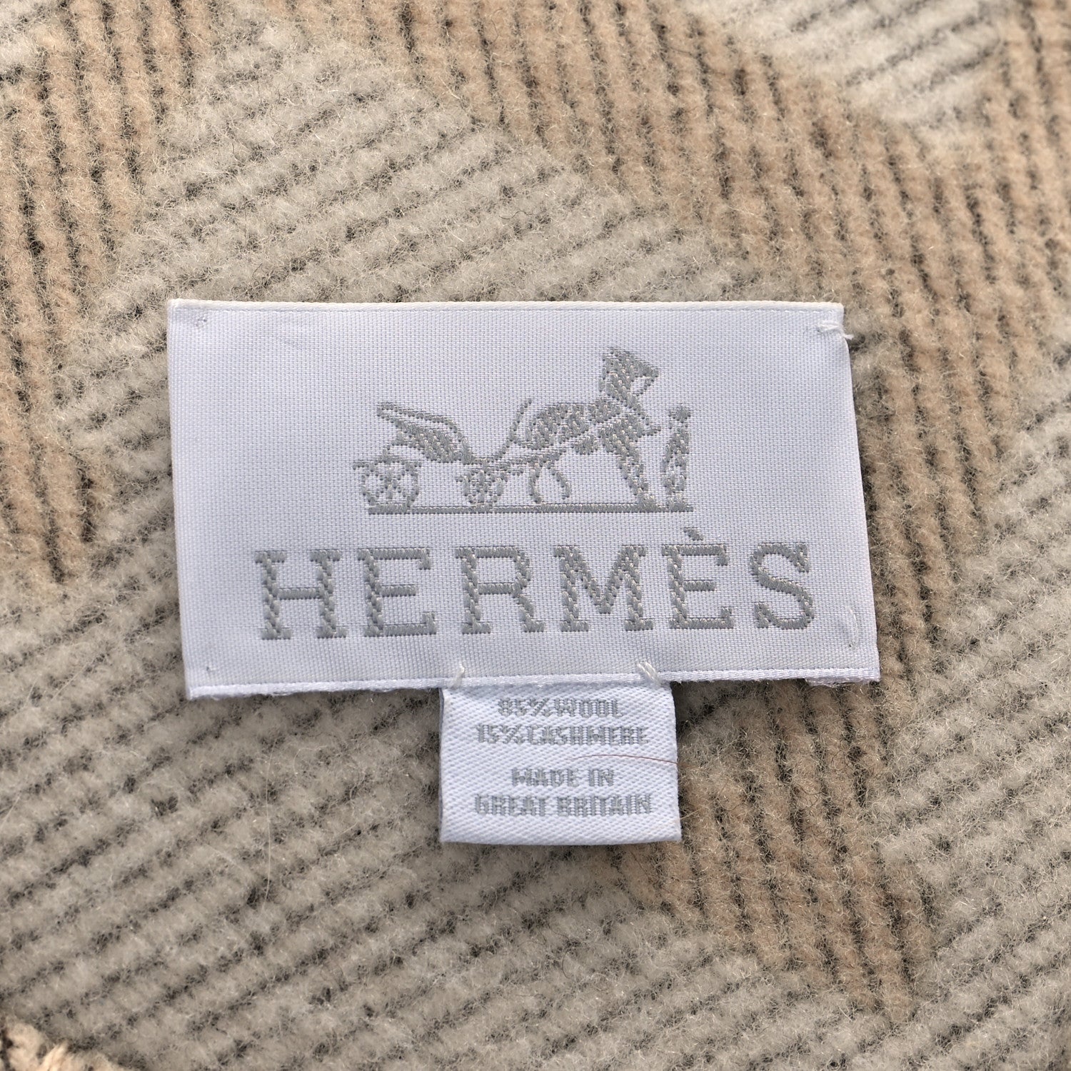 Hermes Wool Cashmere Signature Avalon Blanket Ecru Chamomile 3 of 3