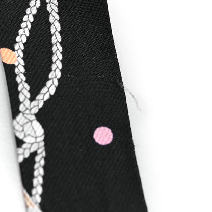 Hermes Silk Les Cles A Pois Doll Twilly Black Beige Rose 5 of 5
