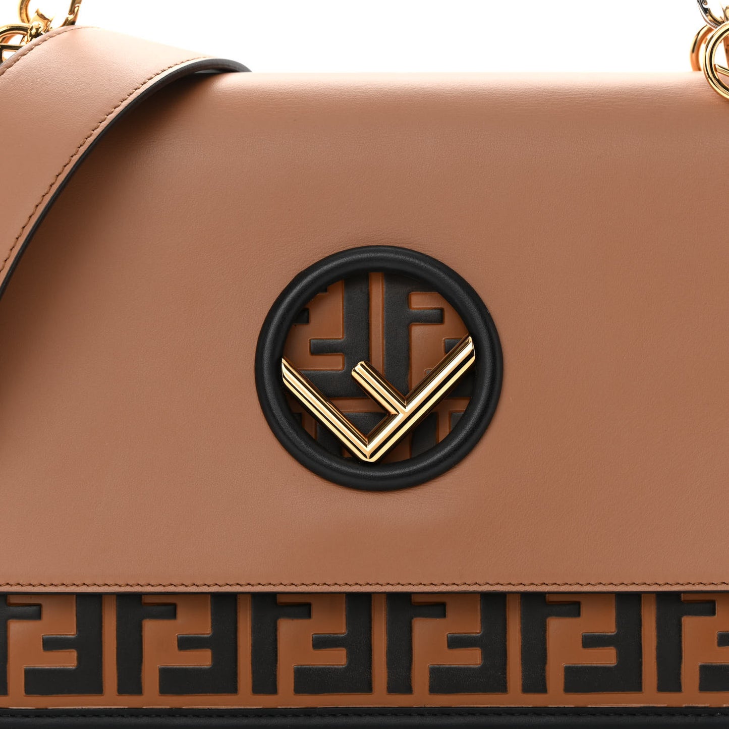 Vitello Century F is Fendi FF Embossed Kan I Shoulder Bag Orzo Tobacco