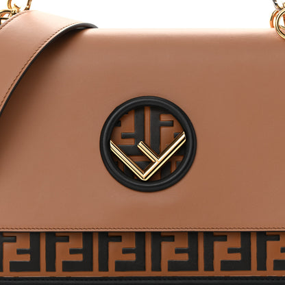 Fendi Vitello Century F is Fendi FF Embossed Kan I Shoulder Bag Orzo Tobacco 8 of 17