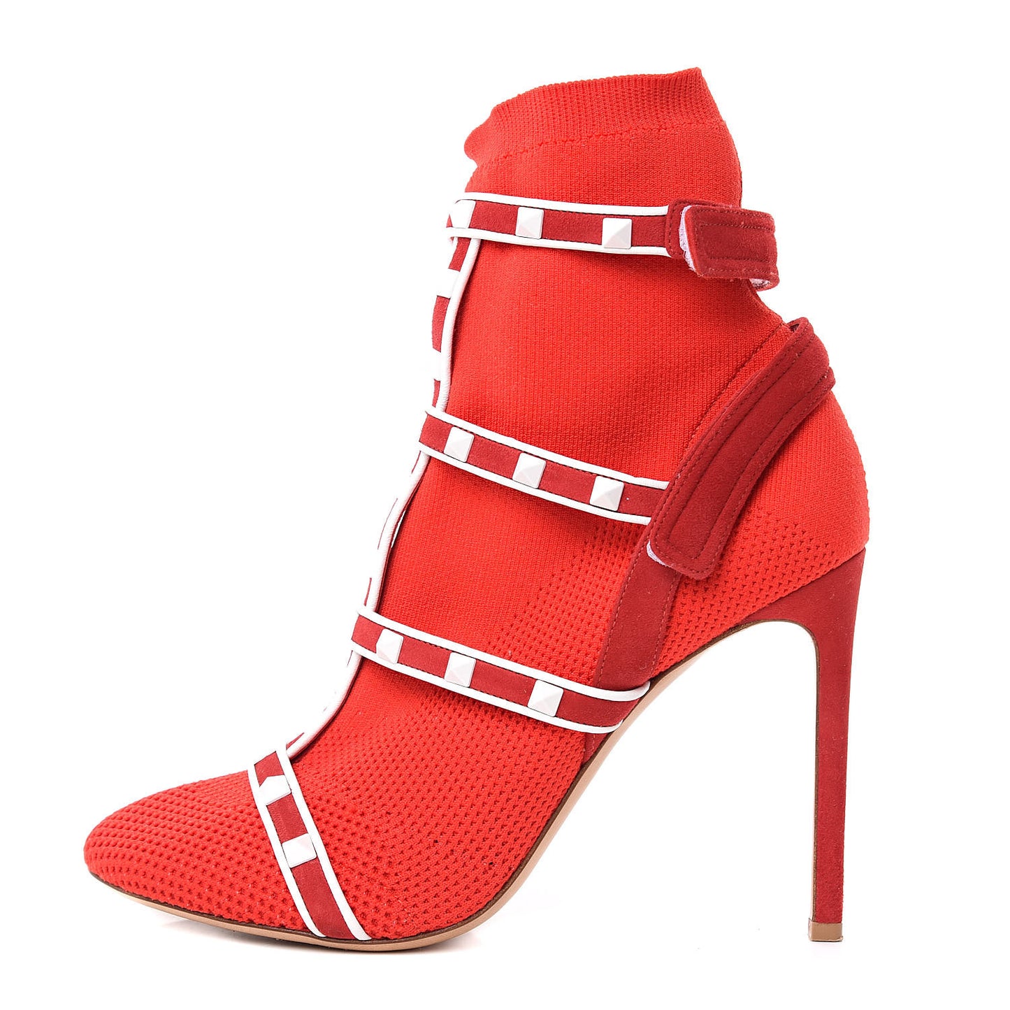 Knit Suede Free Rockstud Bodytech 105mm Ankle Boots 39 Rosso Valentino Optic White