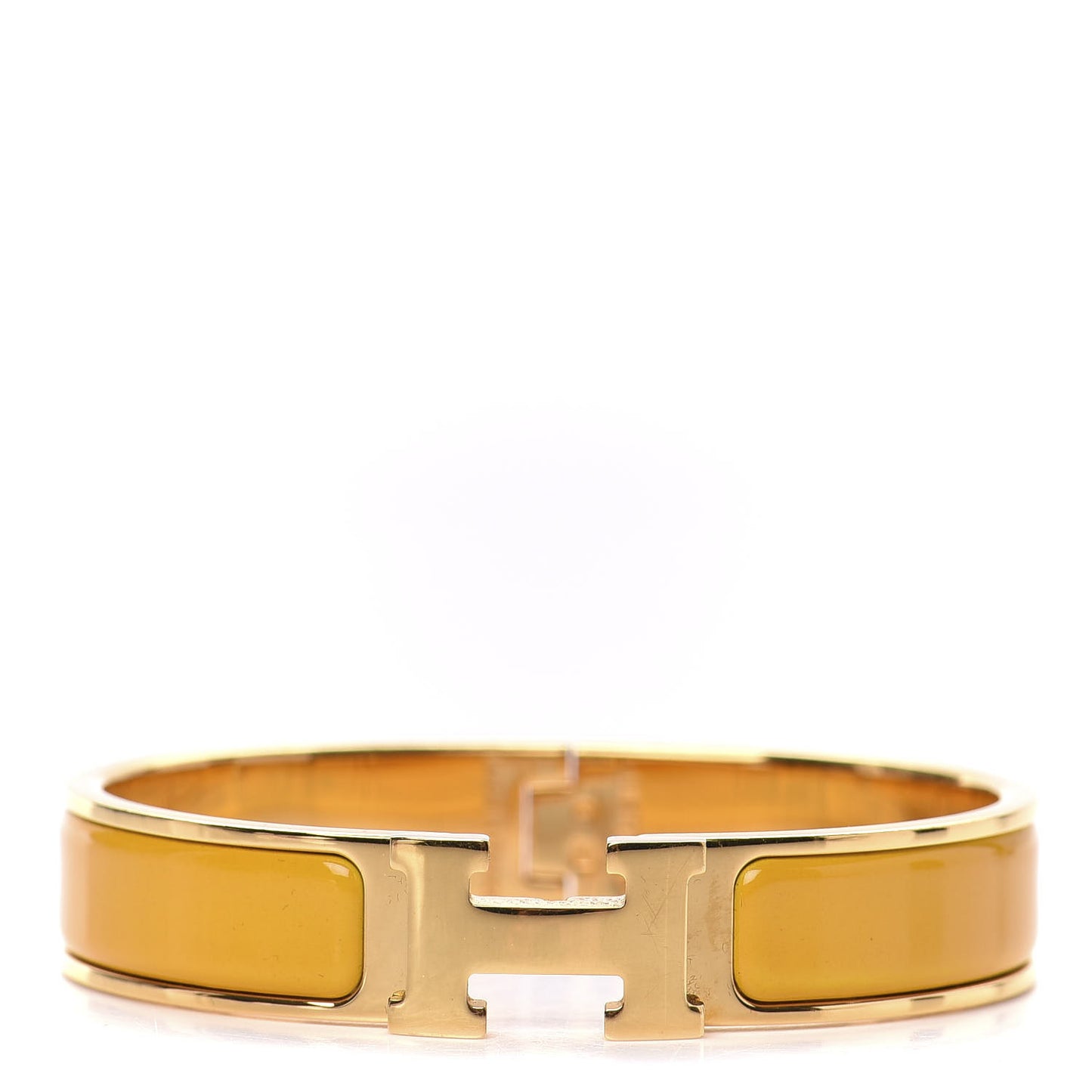 Enamel Narrow Clic Clac H Bracelet GM Jaune Madras