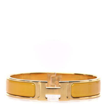 Hermes Enamel Narrow Clic Clac H Bracelet GM Jaune Madras 1 of 5