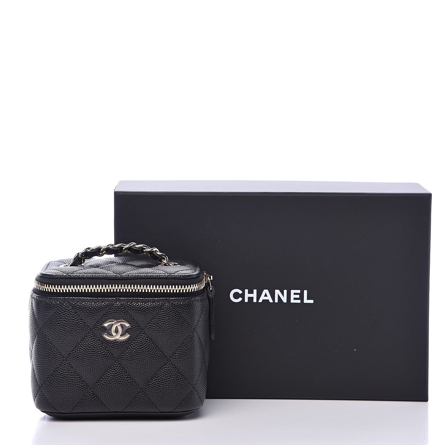 Chanel Caviar Quilted Mini Vanity Case With Chain Black 10 of 10
