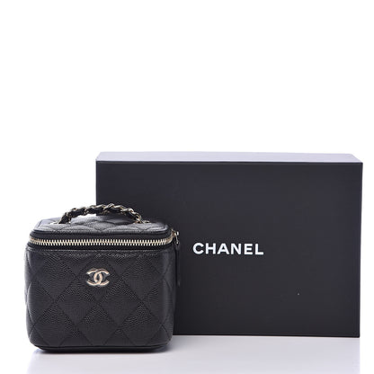 Chanel Caviar Quilted Mini Vanity Case With Chain Black 10 of 10