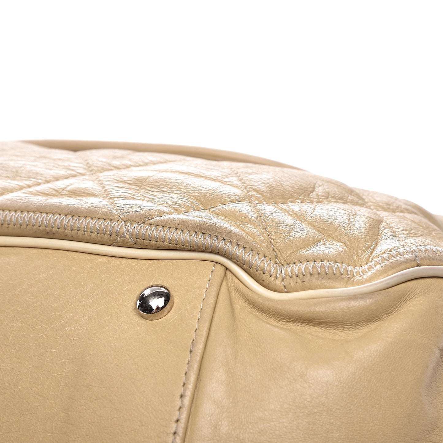 Lambskin Quilted Large East West Accordion Flap Beige
