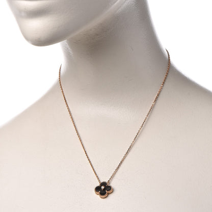 Van Cleef & Arpels 18K Pink Gold Grey Mother of Pearl Diamond Vintage Alhambra Pendant Necklace 2 of 6