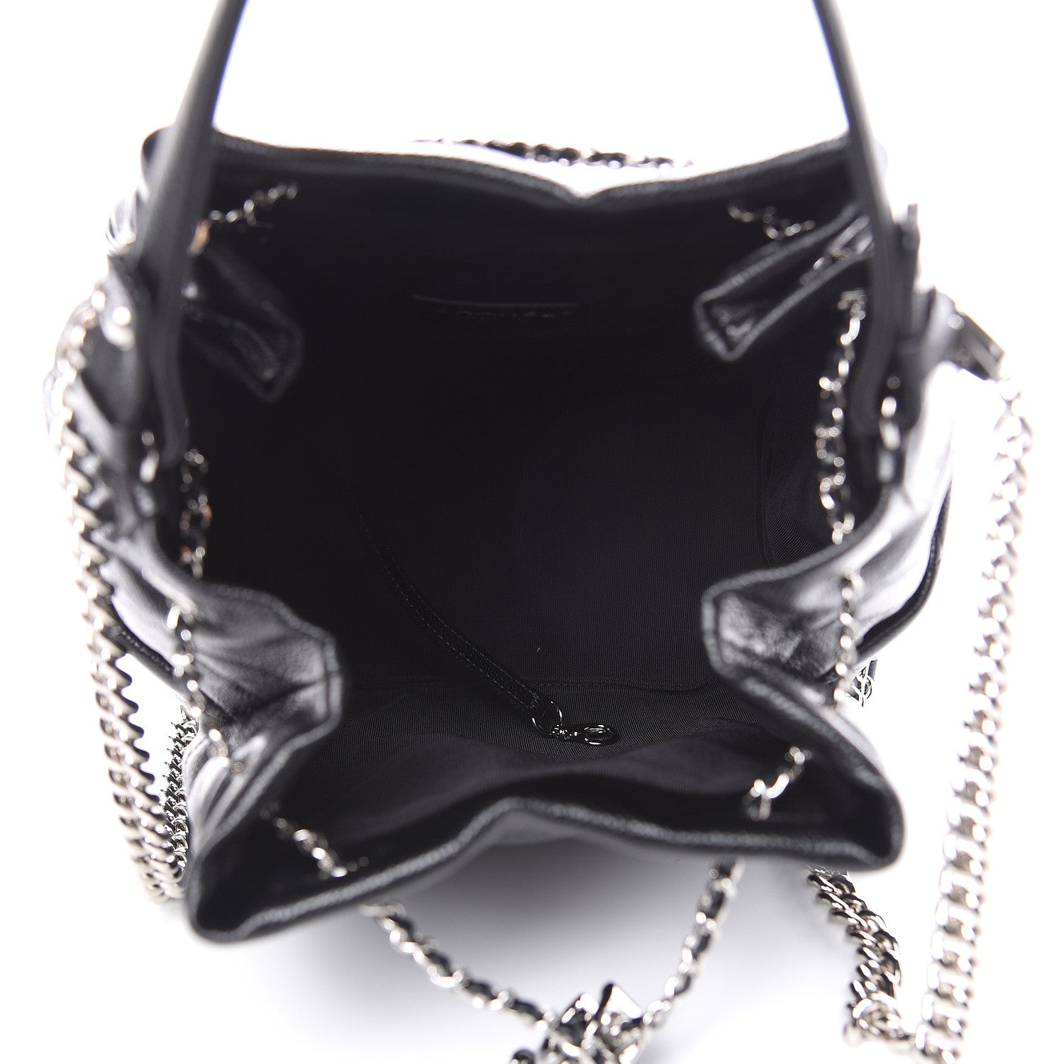 Chanel Grained Calfskin Quilted Medium CC Chain Bucket Drawstring Bag Black 5 of 10