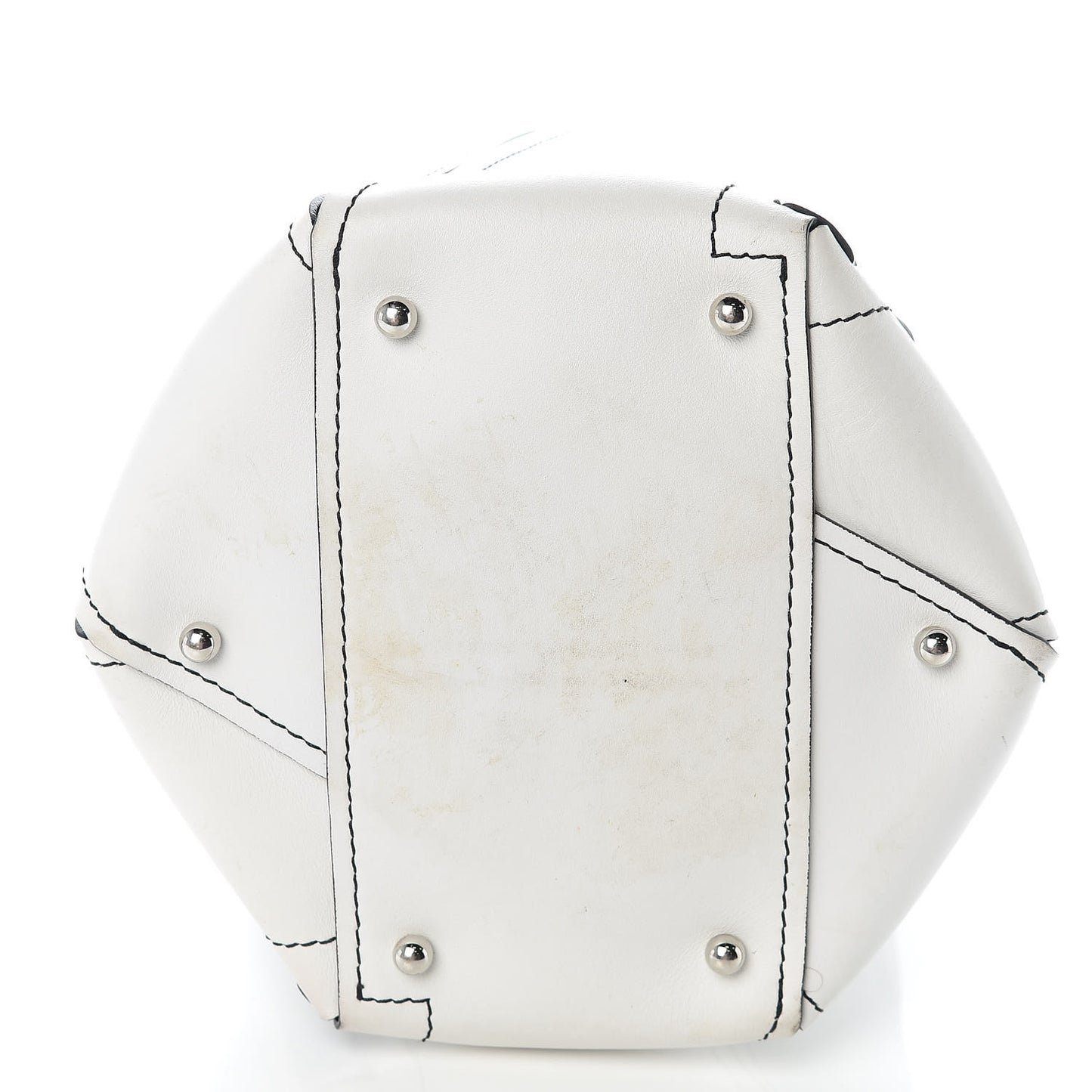 Smooth Calfskin Medium Hex Bucket Bag Black White