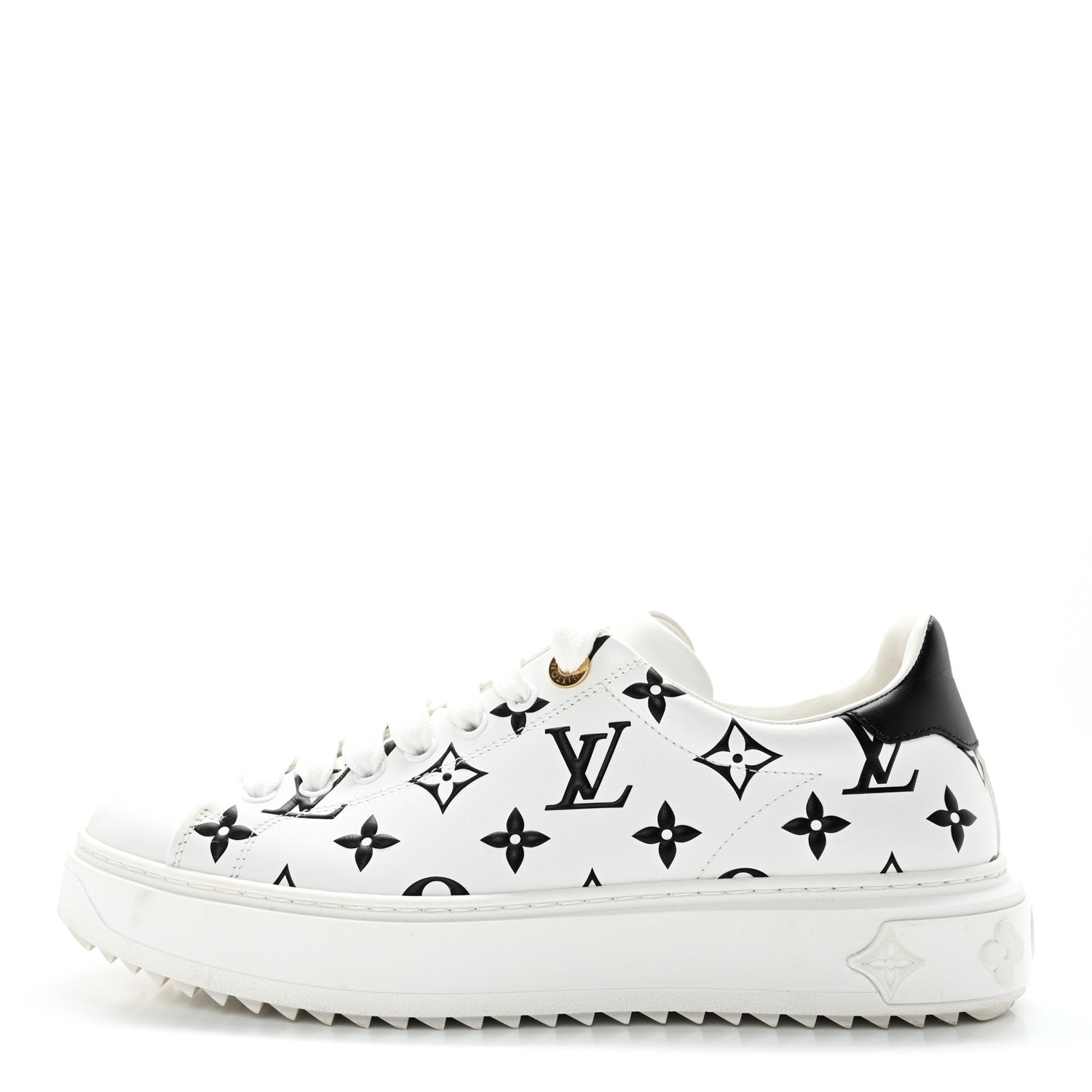 Louis Vuitton Calfskin Monogram Debossed Time Out Sneakers 39 Black 1 of 13