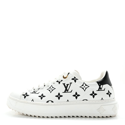 Louis Vuitton Calfskin Monogram Debossed Time Out Sneakers 39 Black 1 of 13