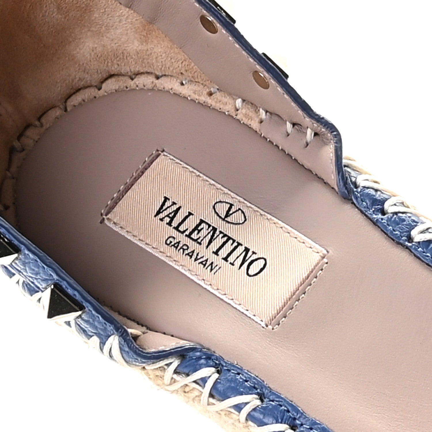 Valentino Garavani Grained Calfskin Rockstud Ankle Wrap Espadrille 15/85mm Wedges 40 Baltique 9 of 10