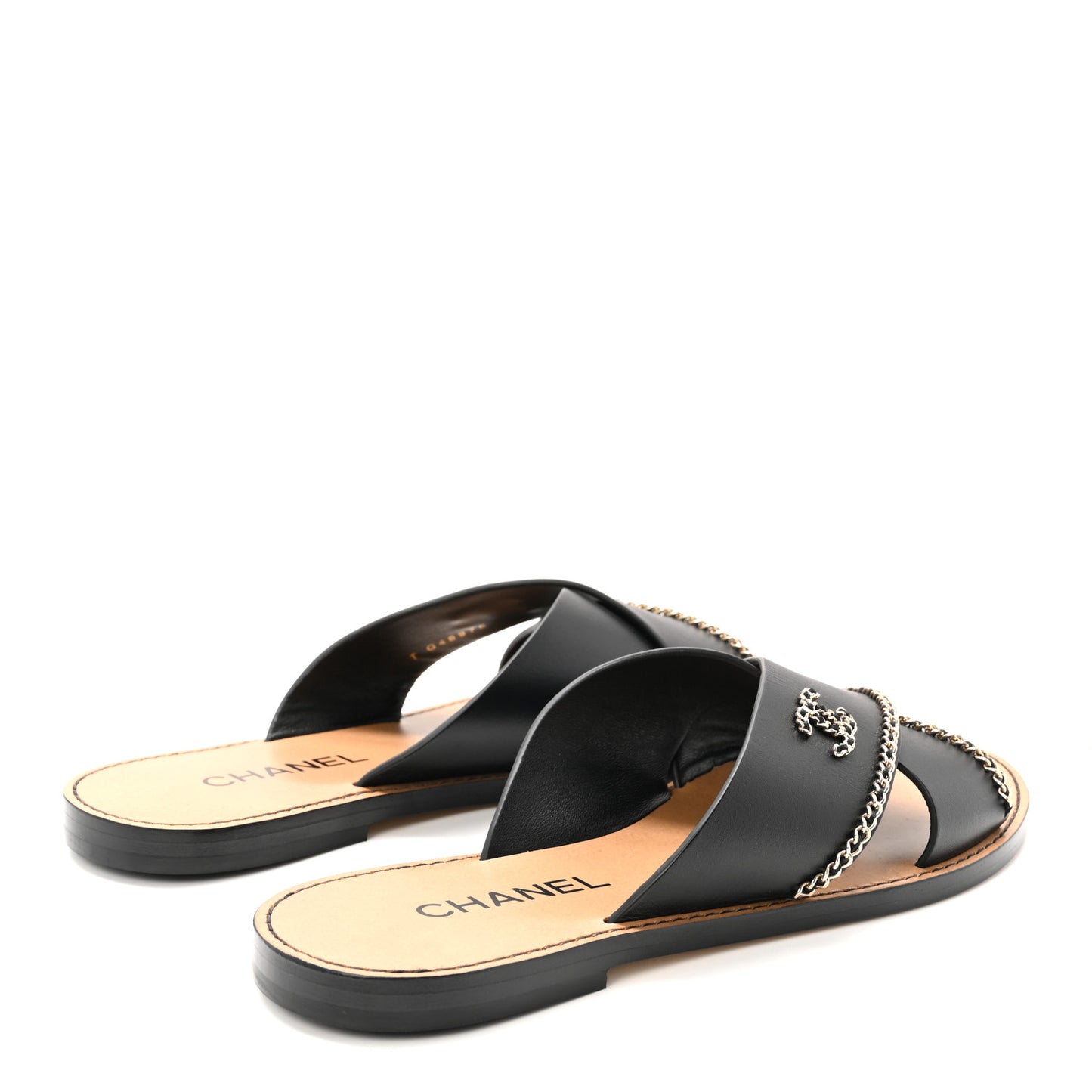 Calfskin Quilted Chain CC Mules 39 Black