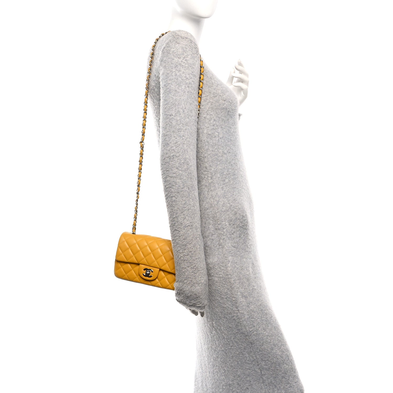 Chanel Lambskin Quilted Mini Rectangular Flap Yellow 2 of 10