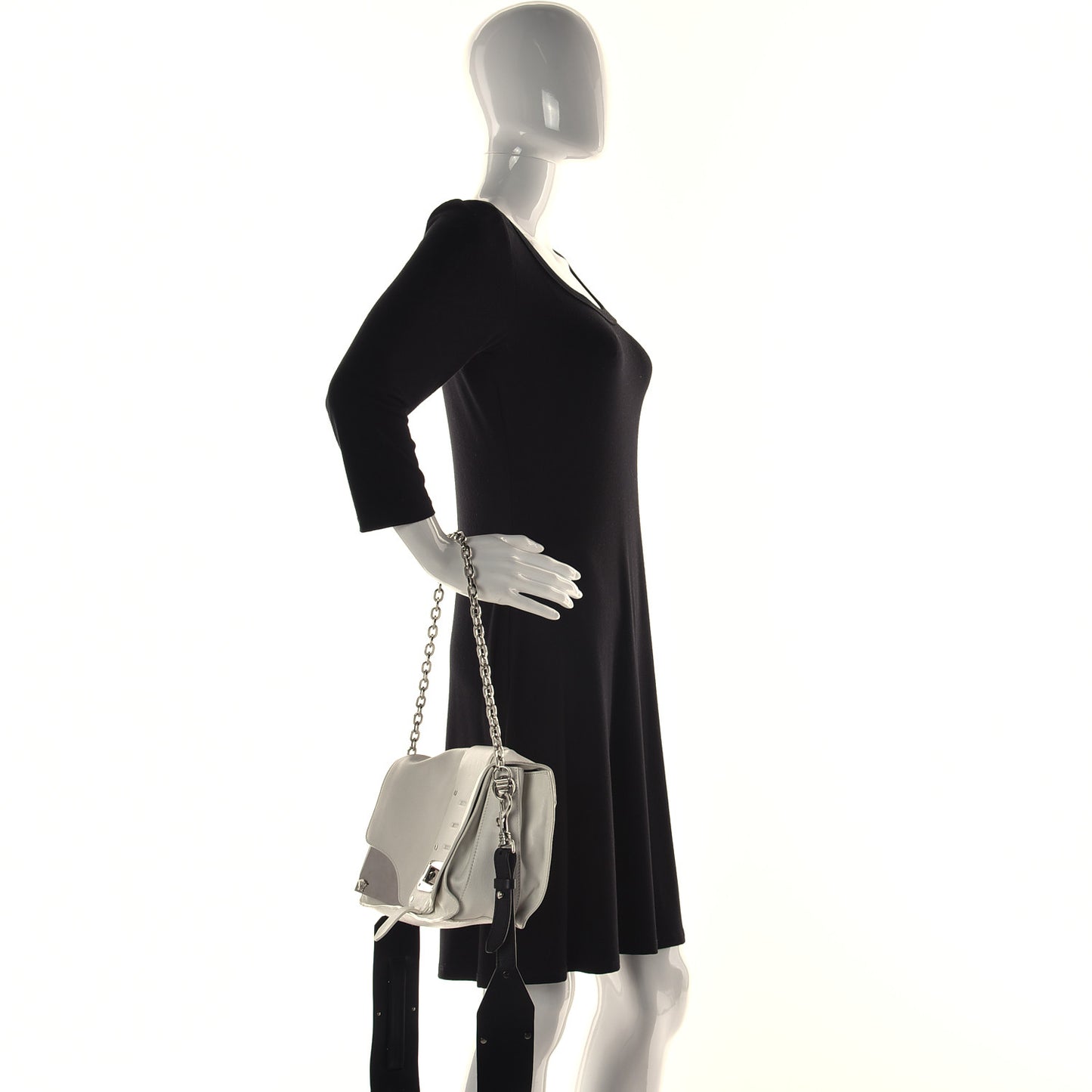 Goatskin Large Stardvst Shoulder Bag White Black