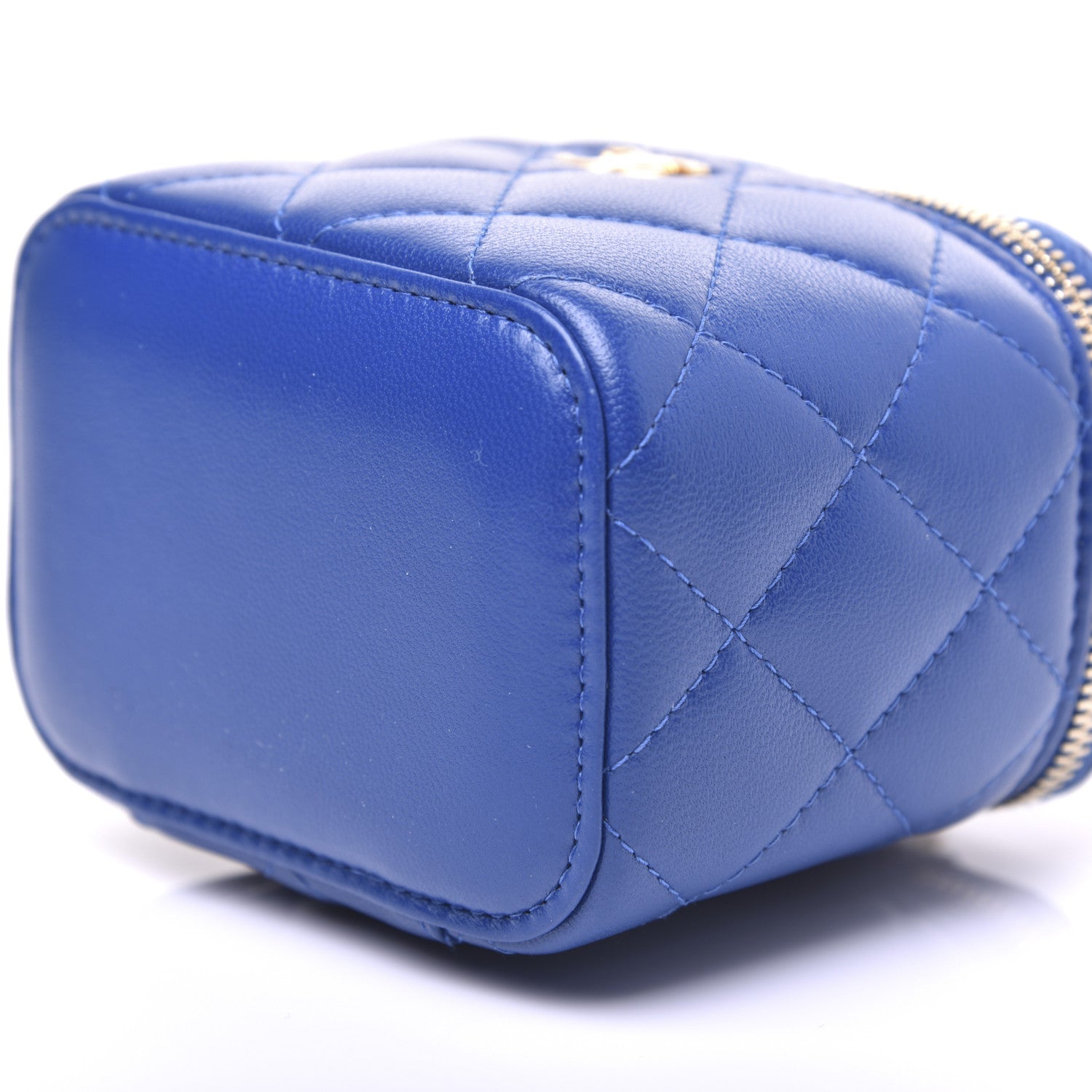 Chanel Lambskin Quilted Pearl Crush Mini Vanity Case With Chain Blue 7 of 12