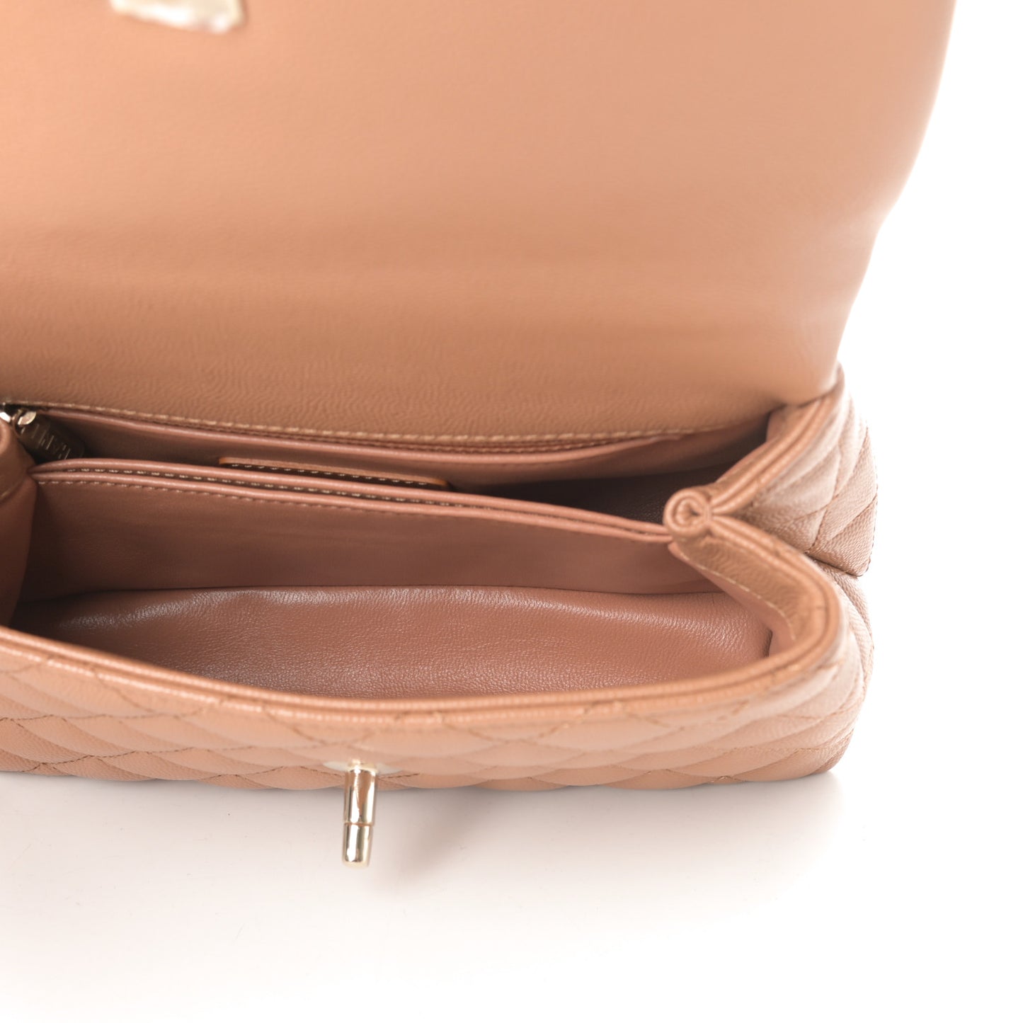 Caviar Quilted Mini Coco Handle Flap Brown