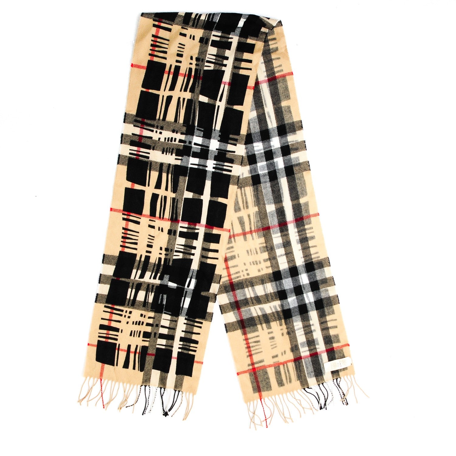 Burberry Merino Wool Check Printed Scarf Camel 3 of 6