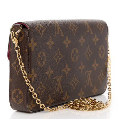 Louis Vuitton Monogram Pochette Felicie Chain Wallet Fuchsia 4 of 15
