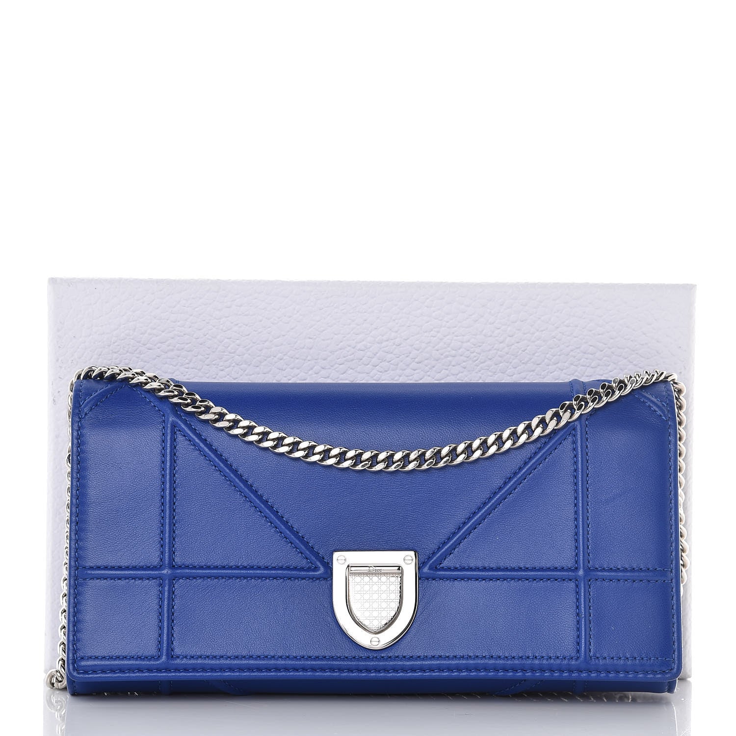 Christian Dior Lambskin Diorama Croisiere Chain Wallet Blue 10 of 10