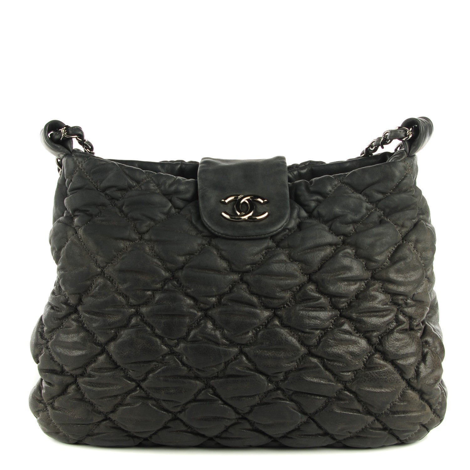 Chanel Calfskin Bubble Quilt Hobo Grey 1 of 7