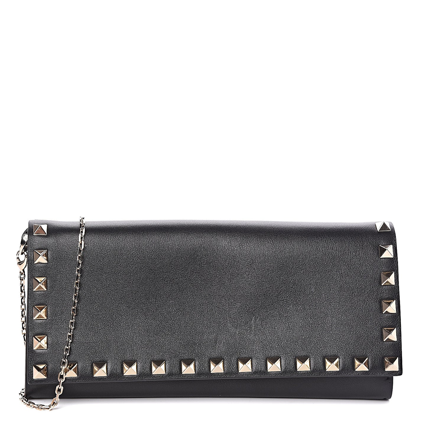 Vitello Rockstud Flap Wallet on Chain Black