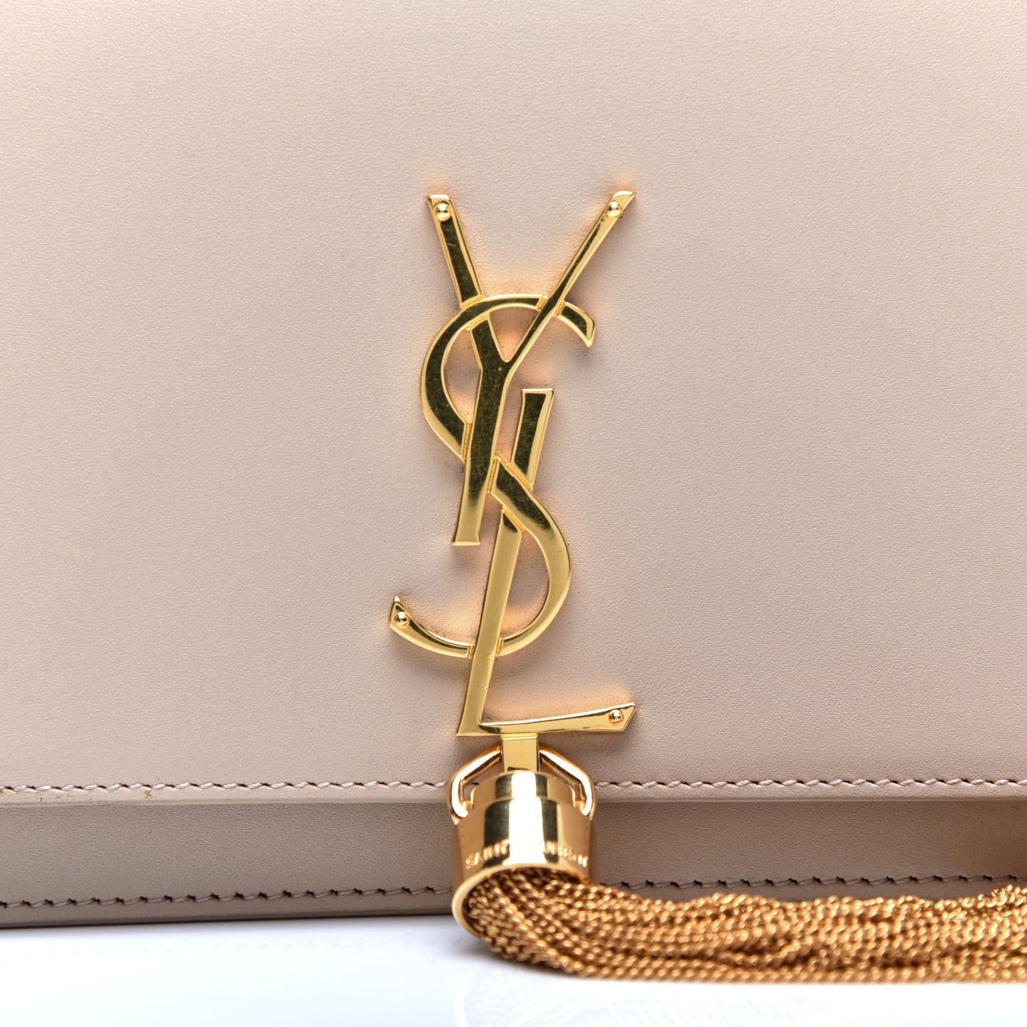 Smooth Calfskin Classic Monogram Kate Tassel Chain Wallet Nude Powder