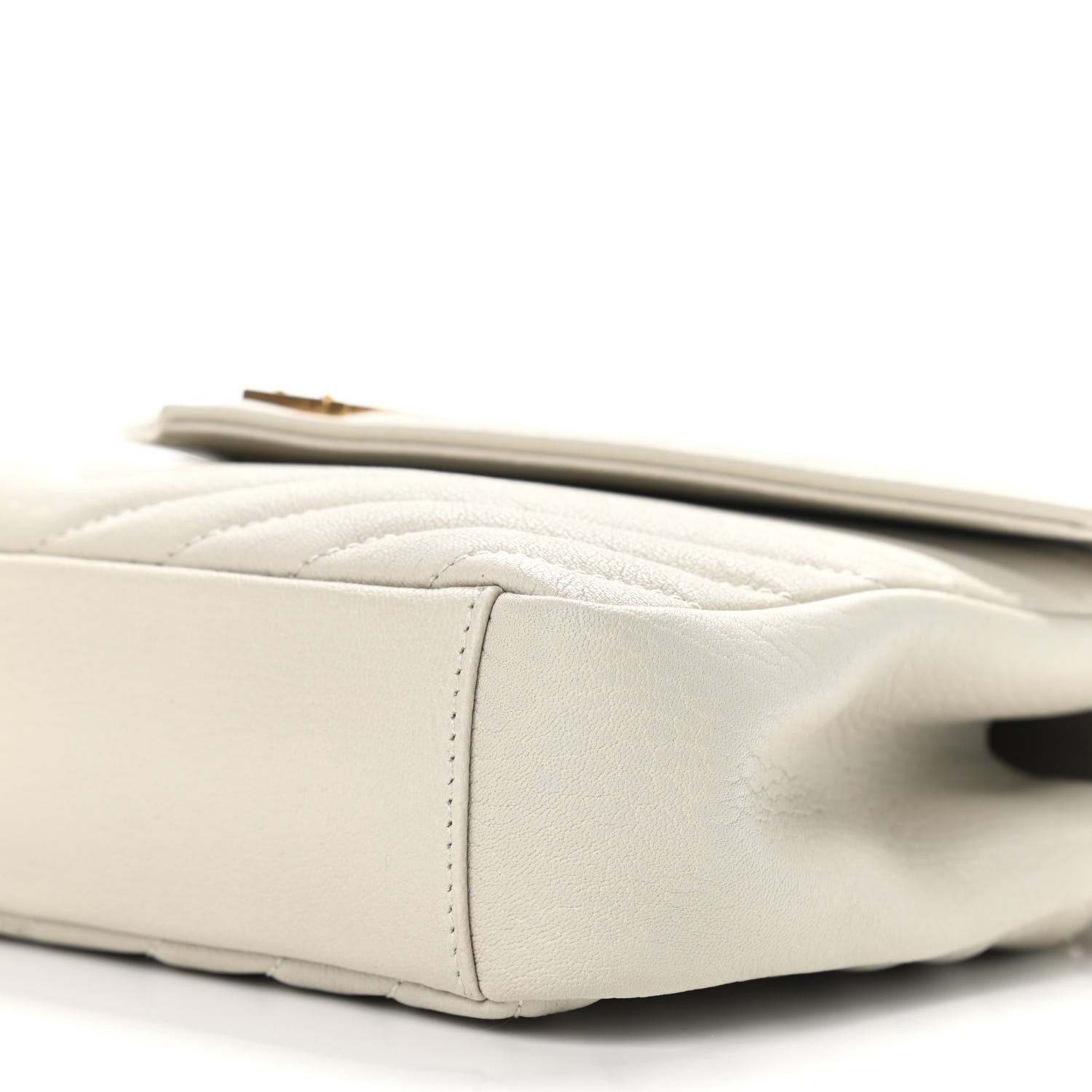 Saint Laurent Sheepskin Matelasse Chevron Monogram Medium College Bag Crema Soft 7 of 12