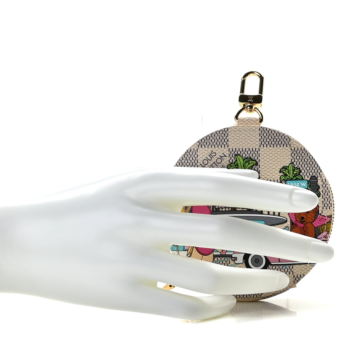 Damier Azur 2021 Christmas Animation Hollywood Bag Charm Fuchsia