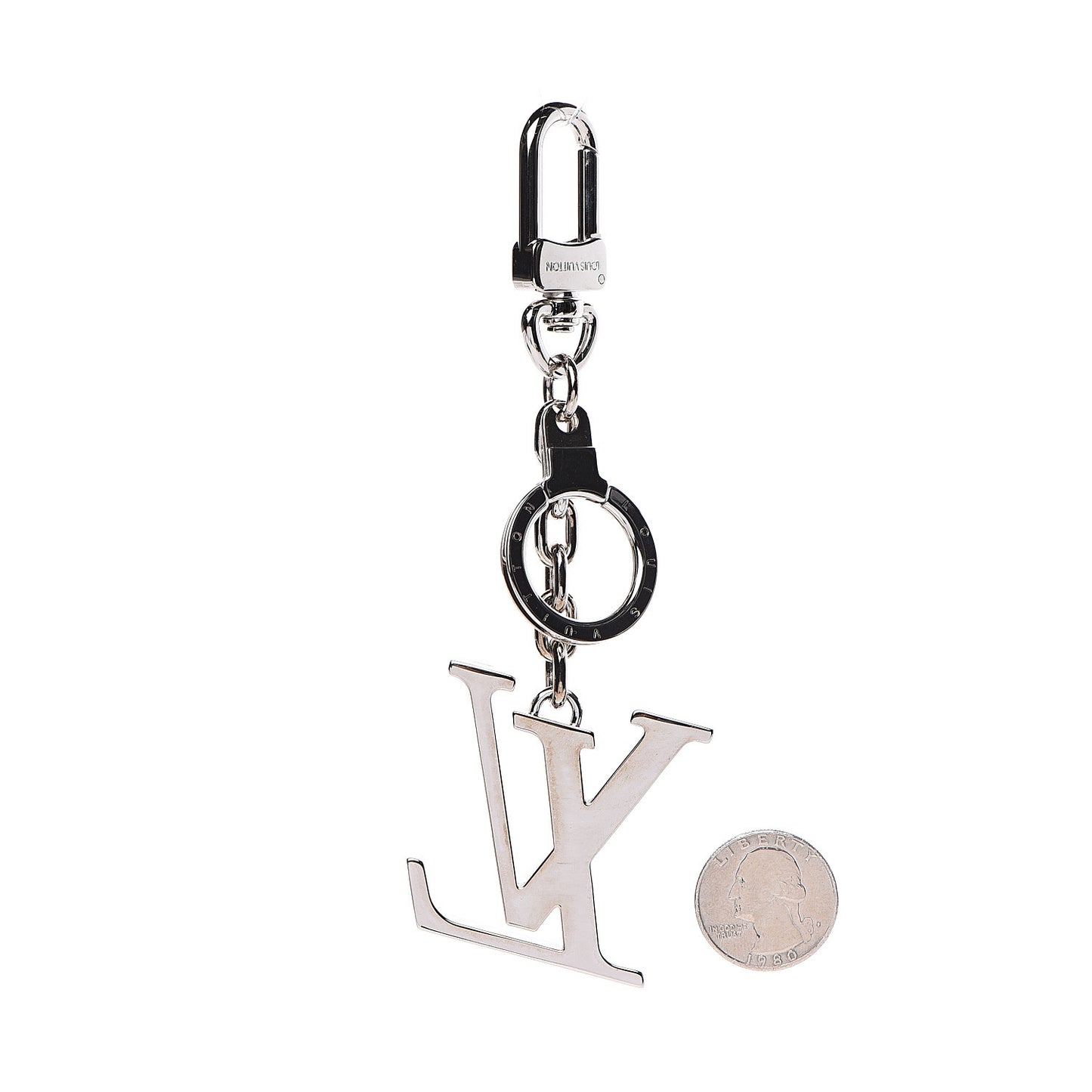 LV Facettes Bag Charm Key Holder Silver