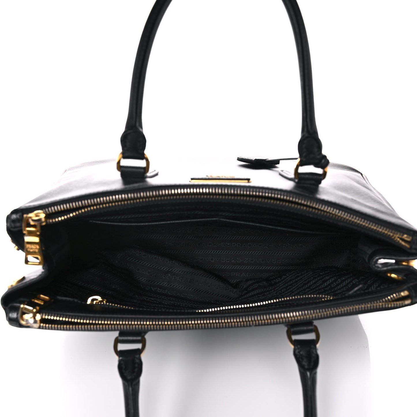 Saffiano Medium Galleria Double Zip Tote Black