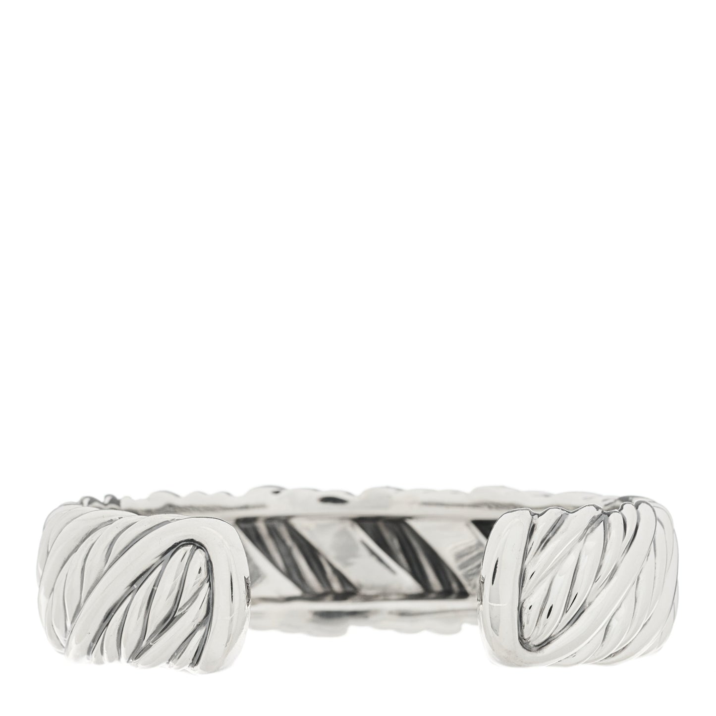 Sterling Silver Diamond Sculpted Cable Cuff Bracelet
