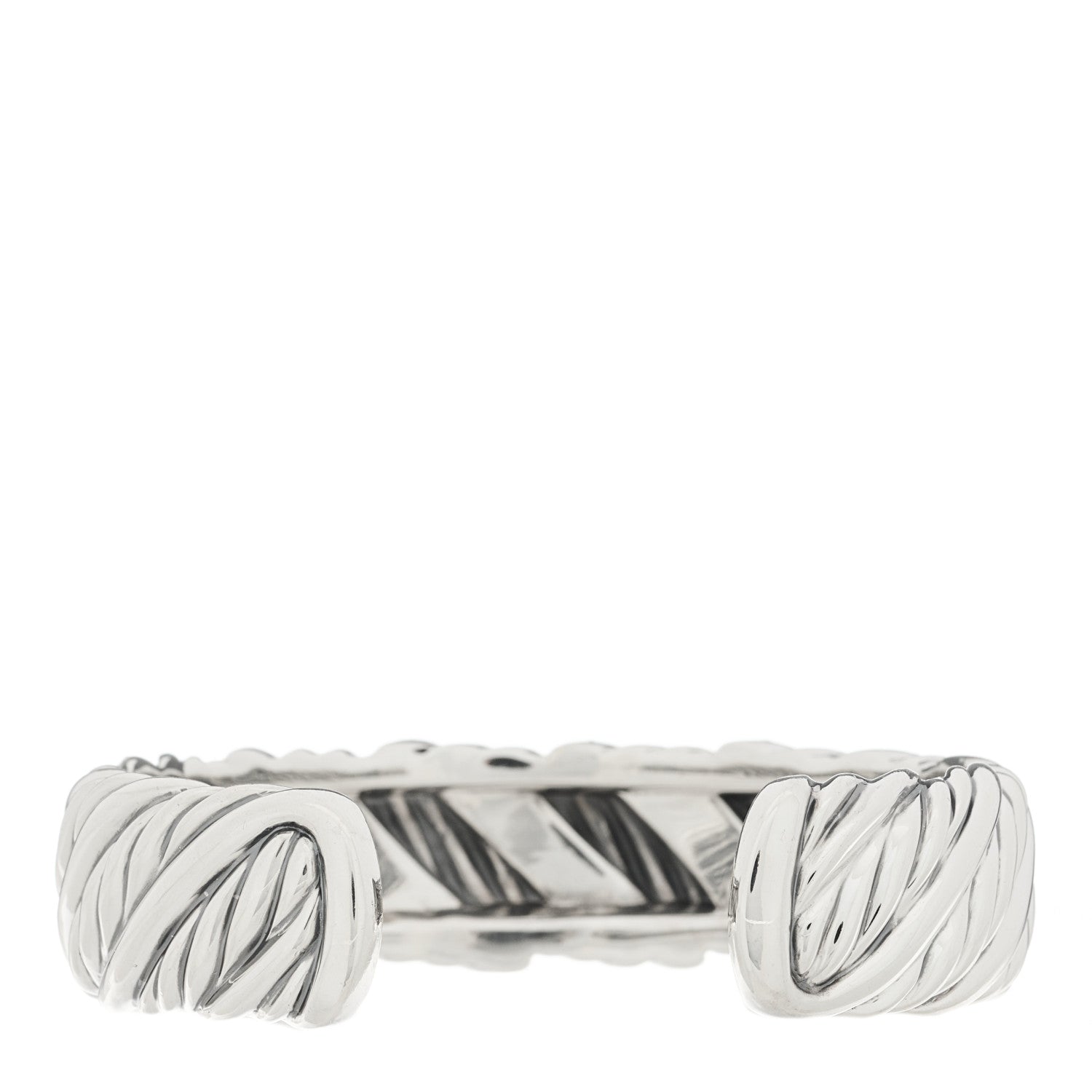 David Yurman Sterling Silver Diamond Sculpted Cable Cuff Bracelet 2 of 3