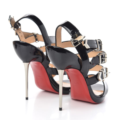 Christian Louboutin Patent Funky 120 Cage Sandals 37.5 Black 4 of 9