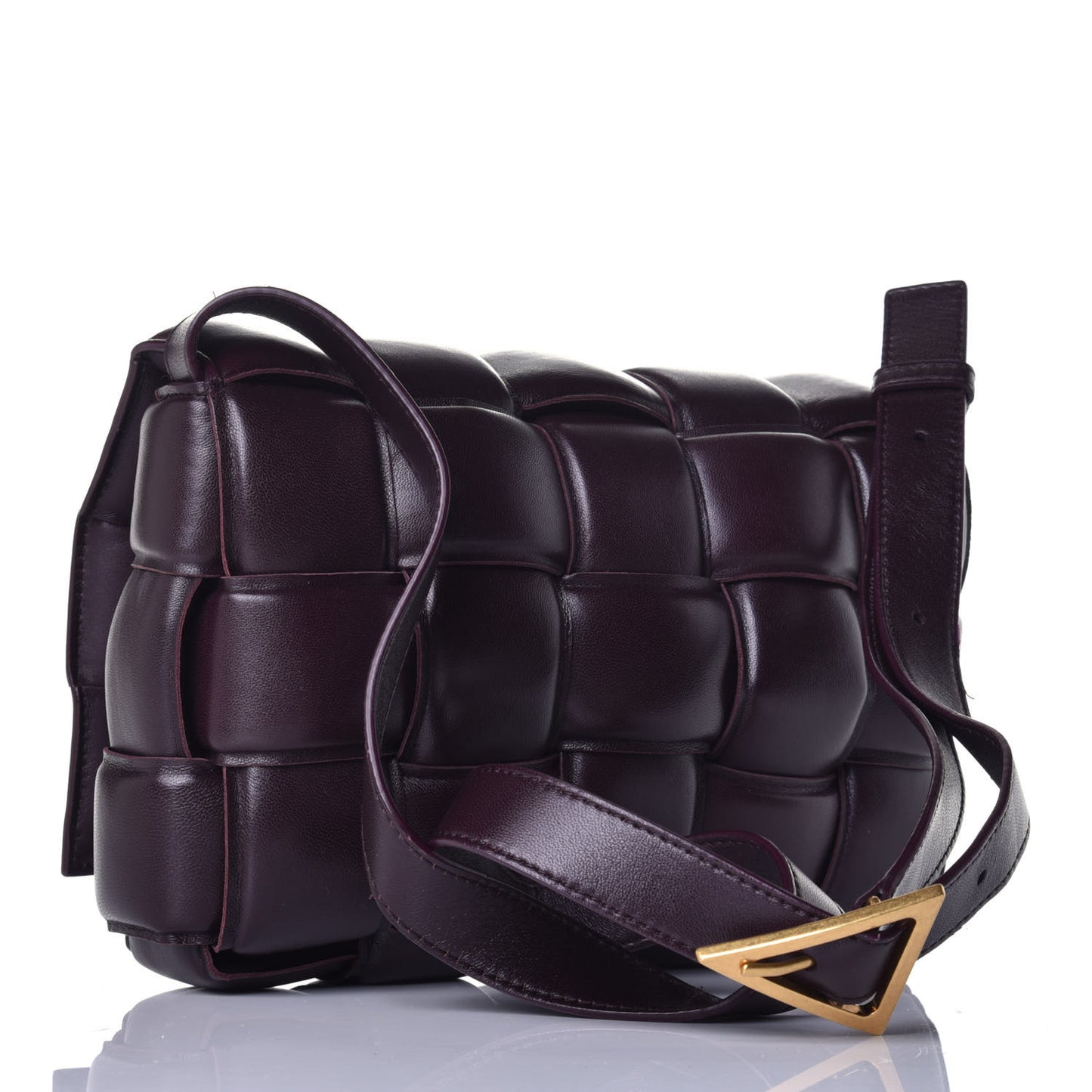 Nappa Maxi Intreccio Padded Cassette Crossbody Bag Plum