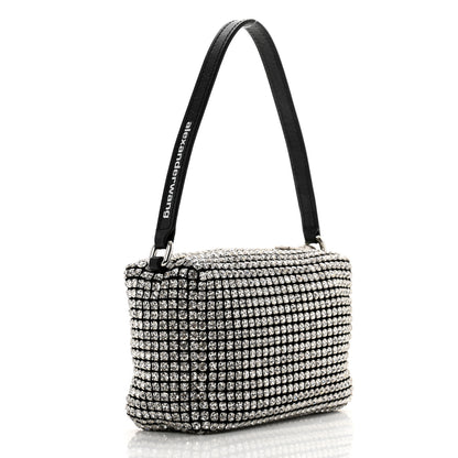 Alexander Wang Mesh Crystal Rhinestone Mini Heiress Pouch Black Silver 3 of 11