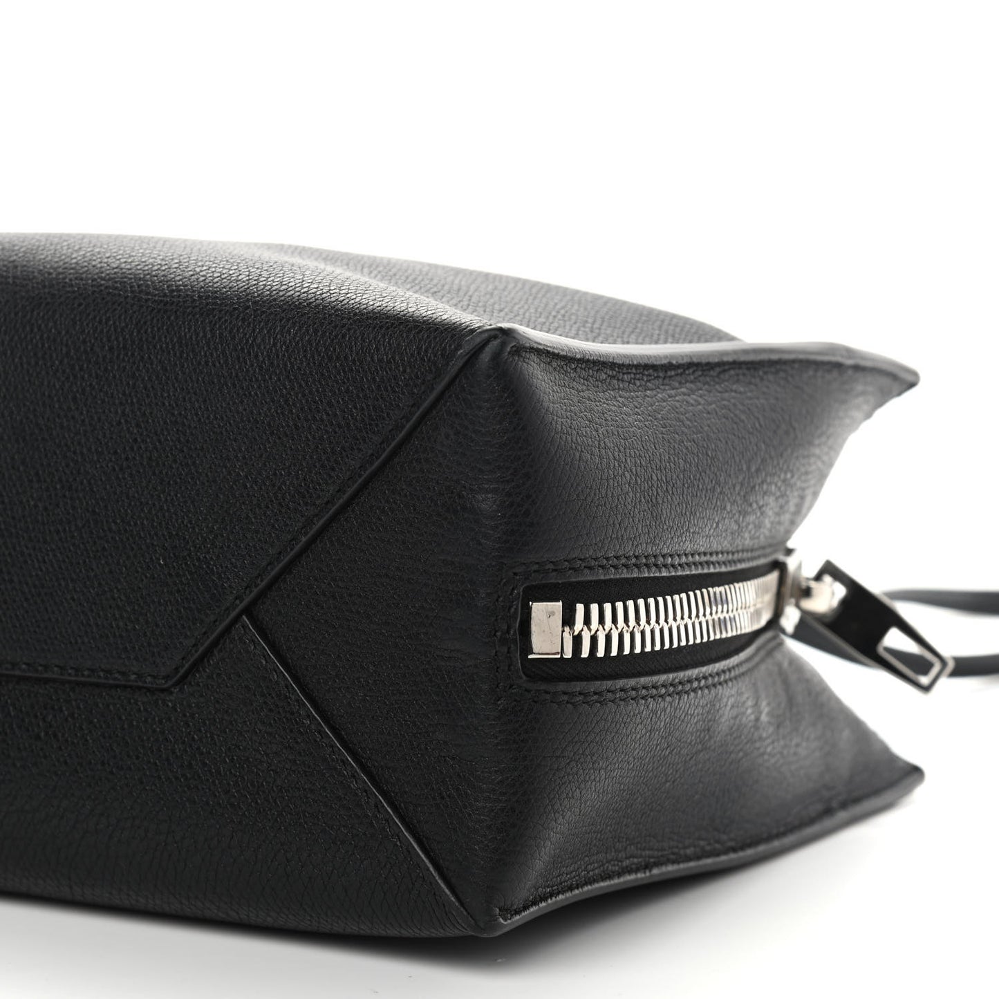 Grained Calfskin Plate Hardware Papier A6 Zip Around Tote Black
