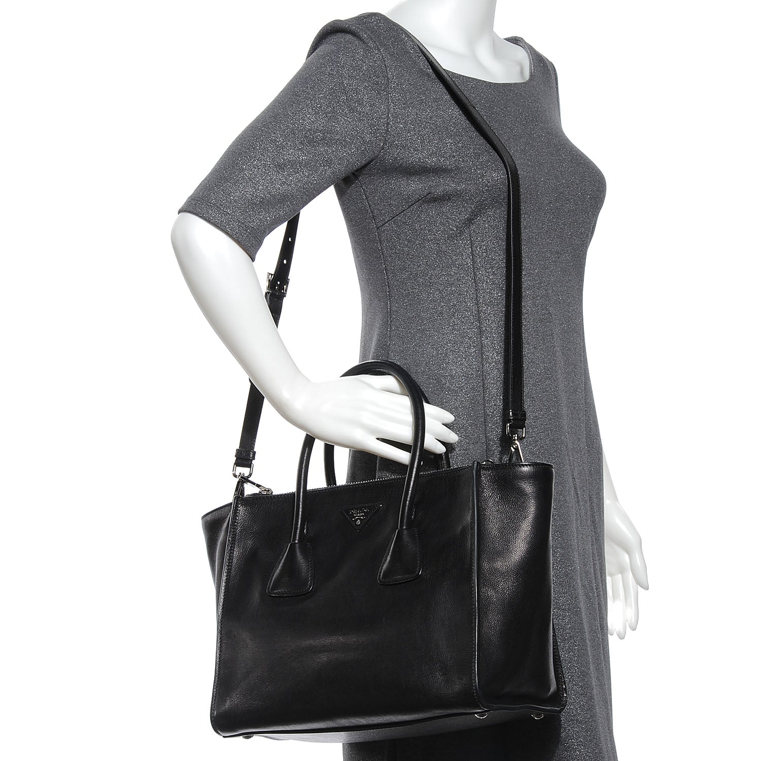 Prada Glace Calf Twin Pocket Tote Nero Black 2 of 9