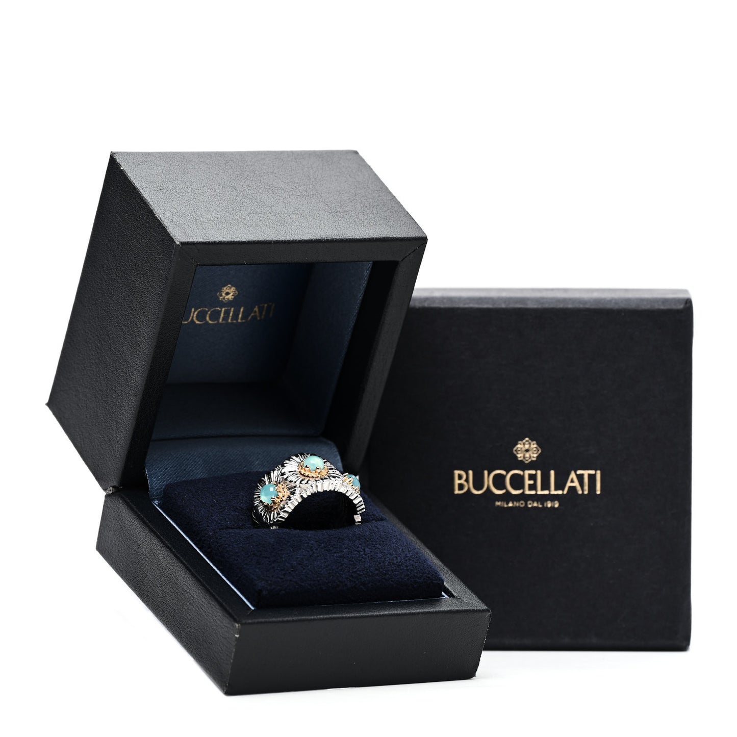 Sterling Silver Gold Vermeil Blue Agate Blossoms Daisy Color Eternelle Ring 53 6.25