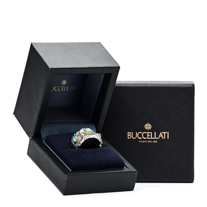 Buccellati Sterling Silver Gold Vermeil Blue Agate Blossoms Daisy Color Eternelle Ring 53 6.25 7 of 7