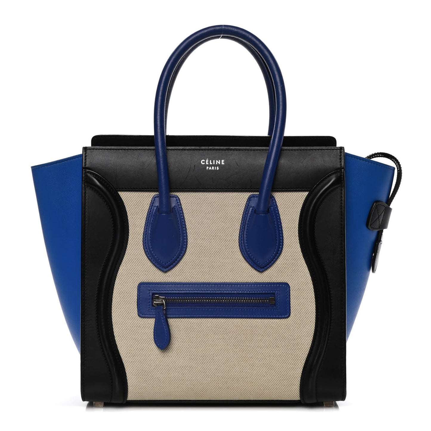 Canvas Smooth Calfskin Nano Tri-Color Luggage Natural Blue