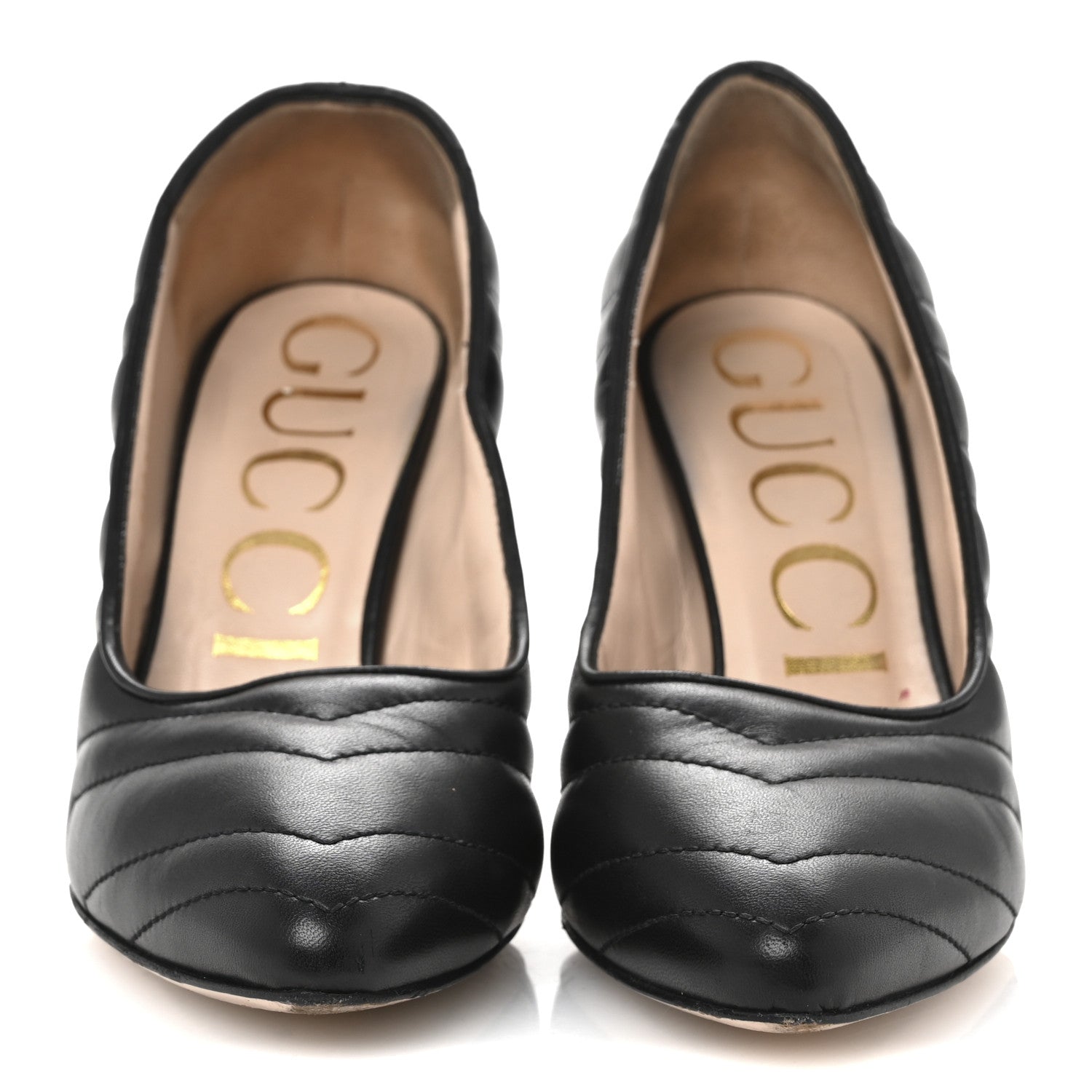 Gucci Nappa Charlotte Chevron Matelasse Double G 95mm Pumps 37.5 Black 3 of 12