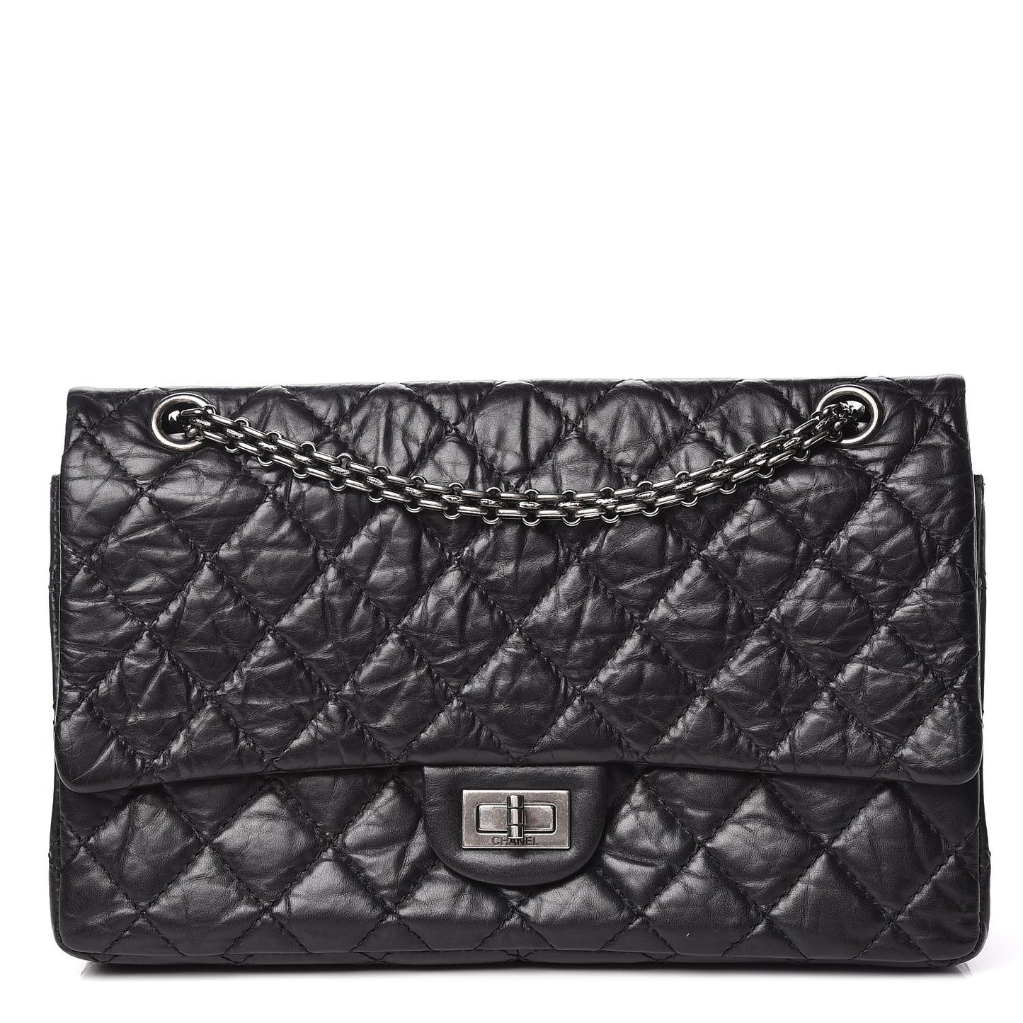 Aged Calfskin Quilted 2.55 Reissue 226 Flap Black